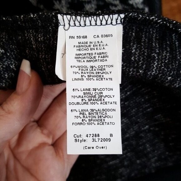 KAREN KANE Jacket Womens Medium Black Houndstooth Knit Moto Zip Textured Sleeve - Picture 6 of 8